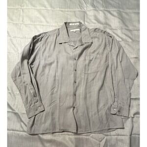 Men's  XL Perry Ellis 100% Silk Retro Casual Long Sleeve Button Down Shirt